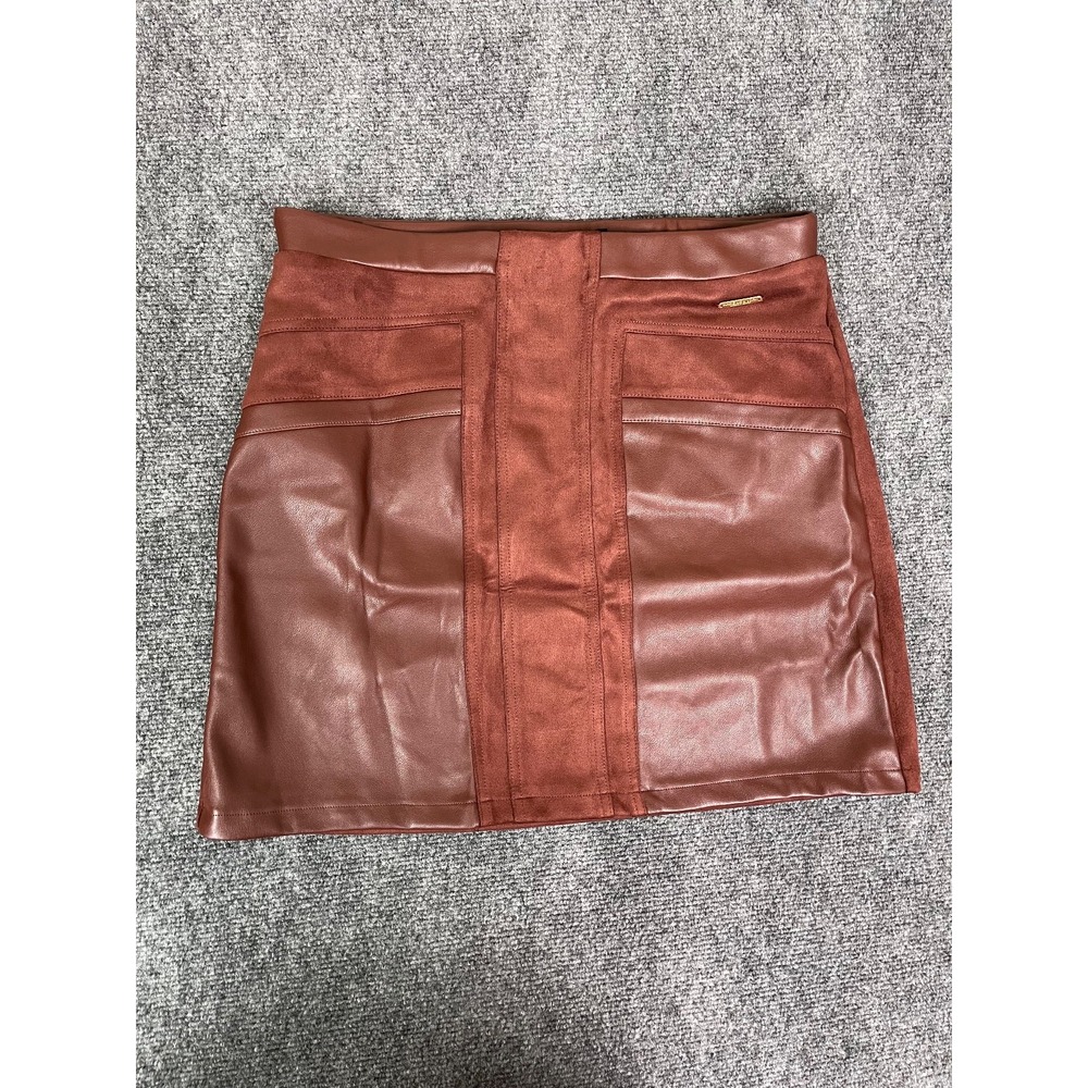 Marc New York Chocolate Brown FauxLeather Skirt Polyester/Spandex Women's Size M